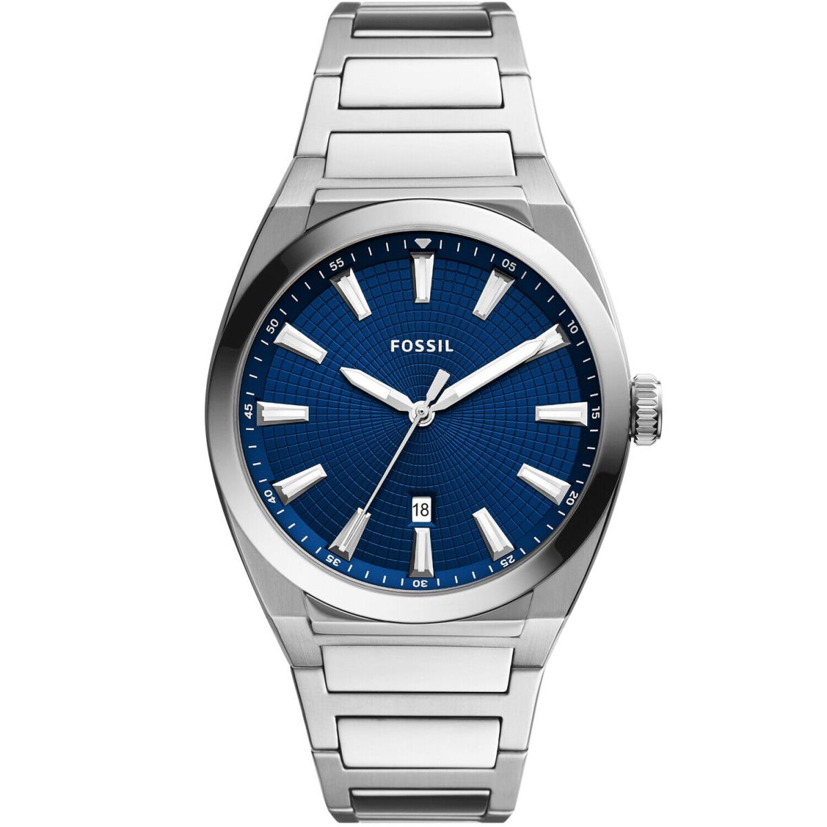 Fossil Men`s Everett 3 Hand Blue Dial Watch - FS5822