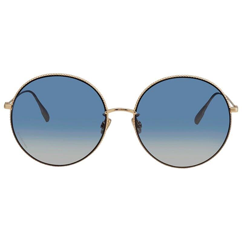 Dior Society 2F Circle Sunglasses w/ Studded Gold Frames Blue Lenses