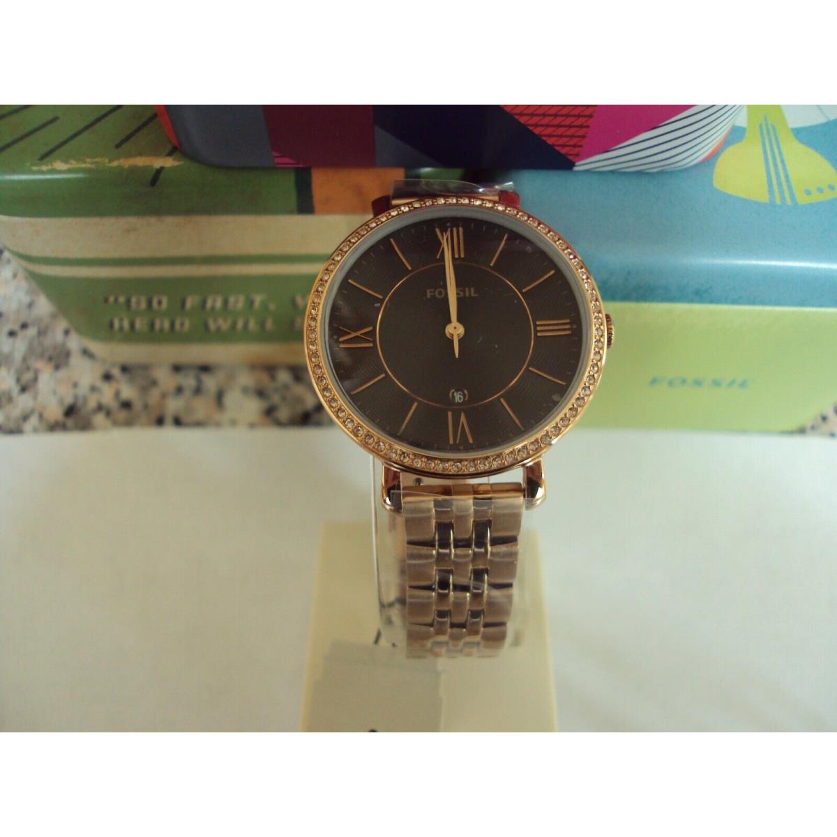 Fossil Women`s Jacqueline Three-hand Rose Gold-tone Stainless Steel Watch ES4723