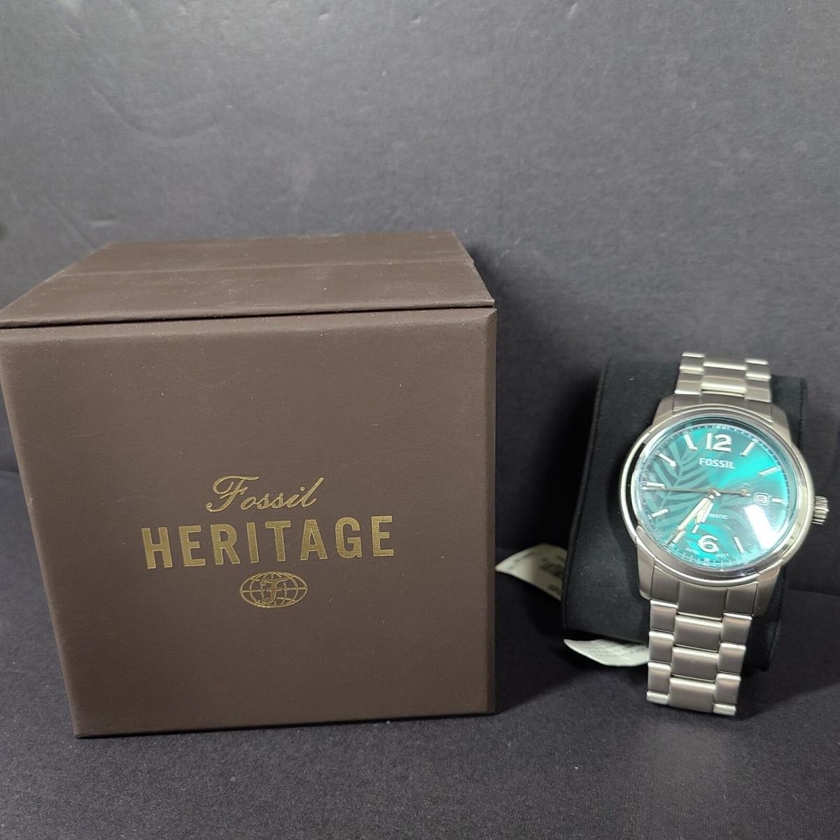 Fossil Men`s Heritage Automatic Stainless Steel Watch ME3249 Silver/turquoise