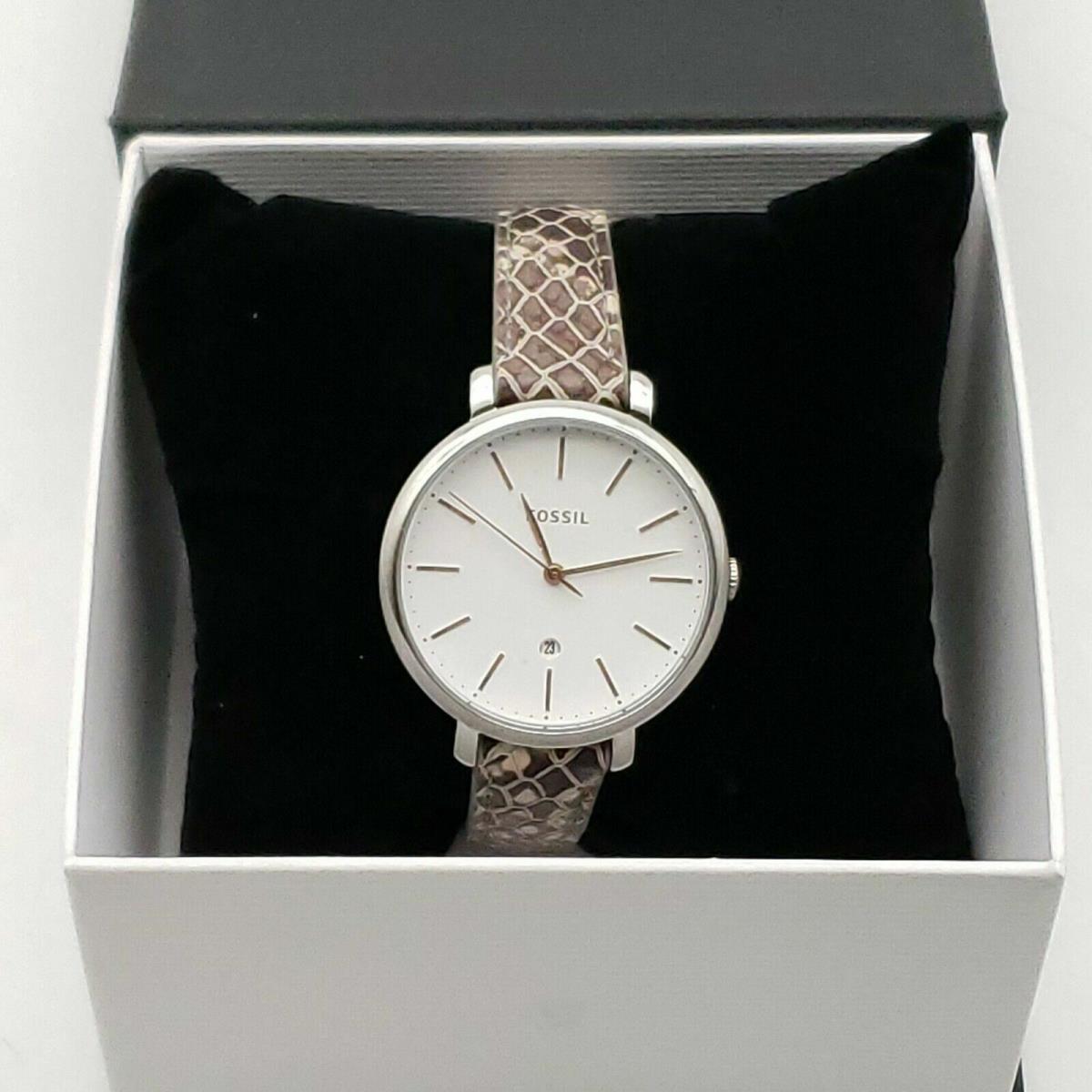 Fossil Women`s Mini Jacqueline Silver Leather Quartz Fashion Watch