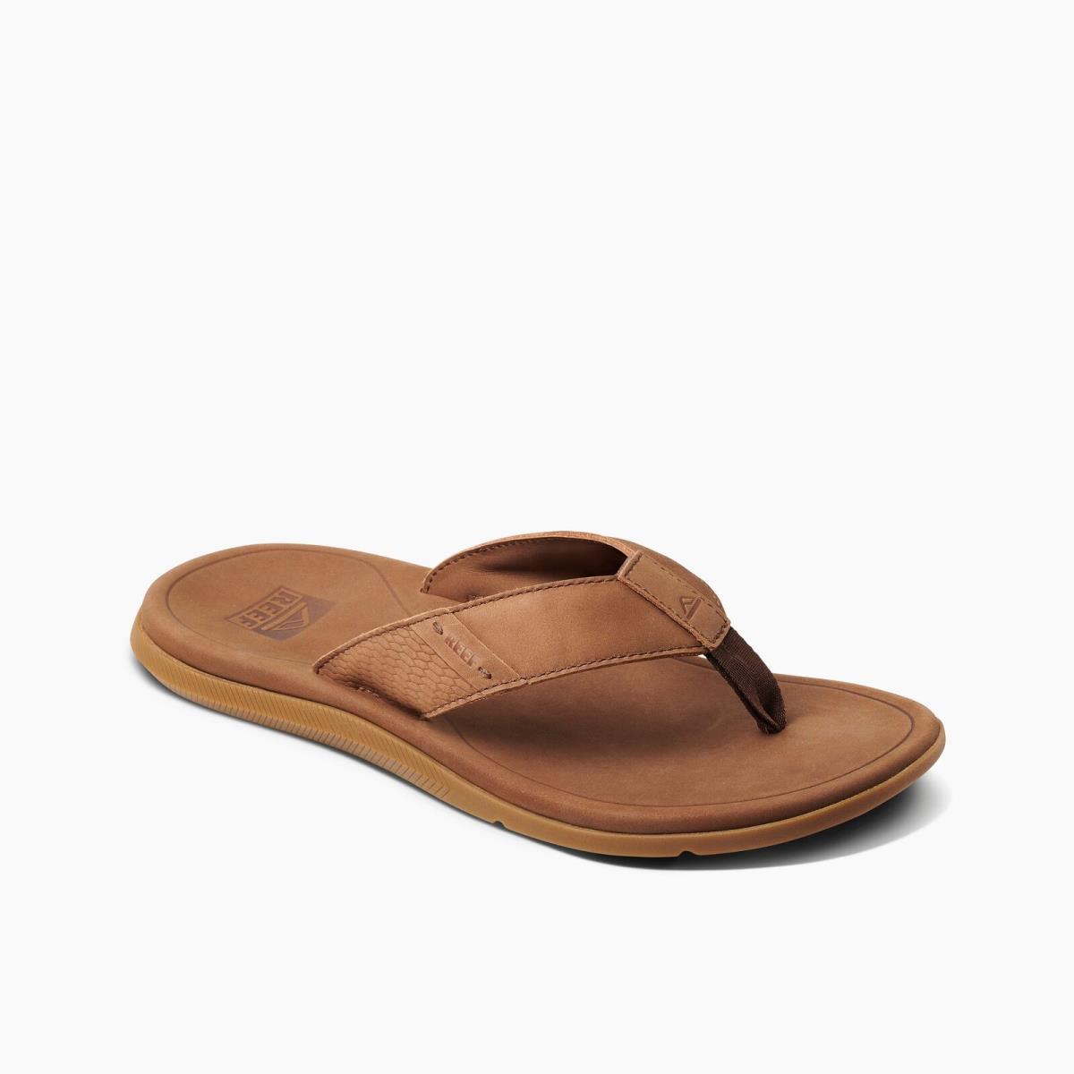 Reef Leather Santa Ana Men`s Sandals Brown - 13 Medium