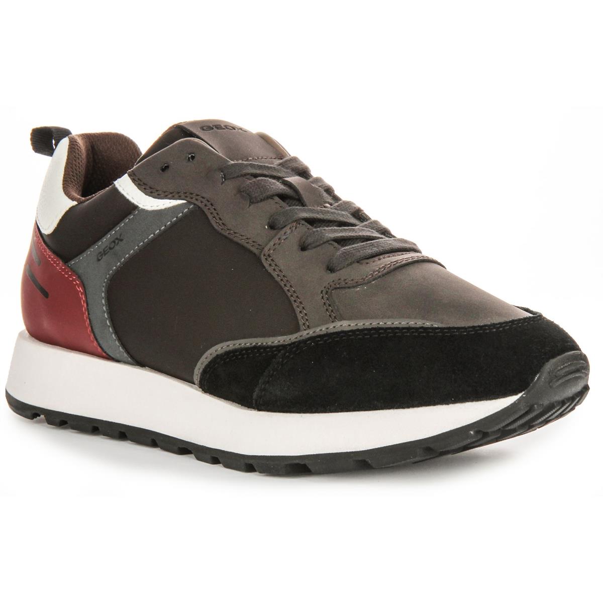 Geox U Partenio B Vintage Aesthetic Nubuck Mens Trainer Navy Multi US 6 - 13 BROWN BLACK