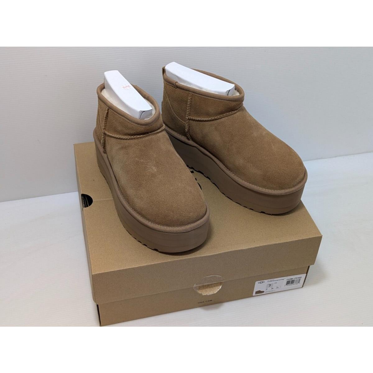 Women`s Shoes Ugg Classic Ultra Mini Platform Ankle Boots 1135092 Chestnut