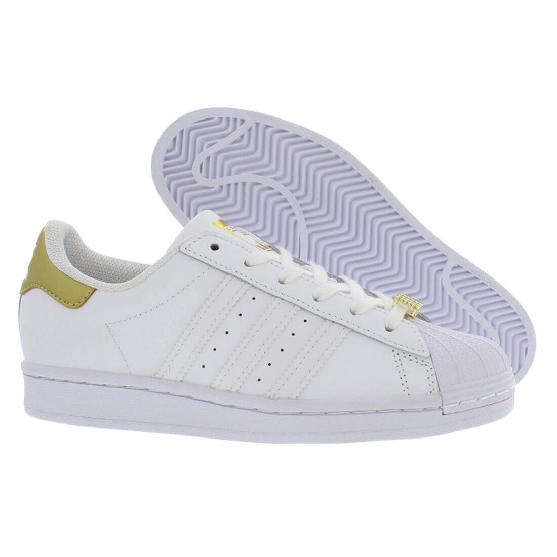 Adidas Originals Superstar J Boys Shoes Size 5 Color: White/gold - White/Gold, Main: White