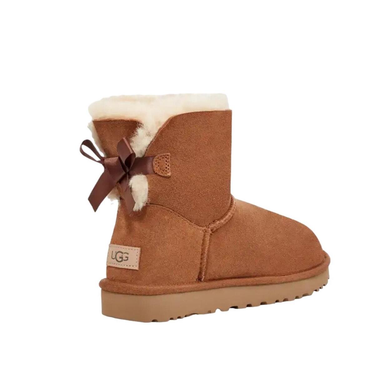 Ugg Women`s Mini Bailey Bow II Boots Shoes Chestnut Size 8