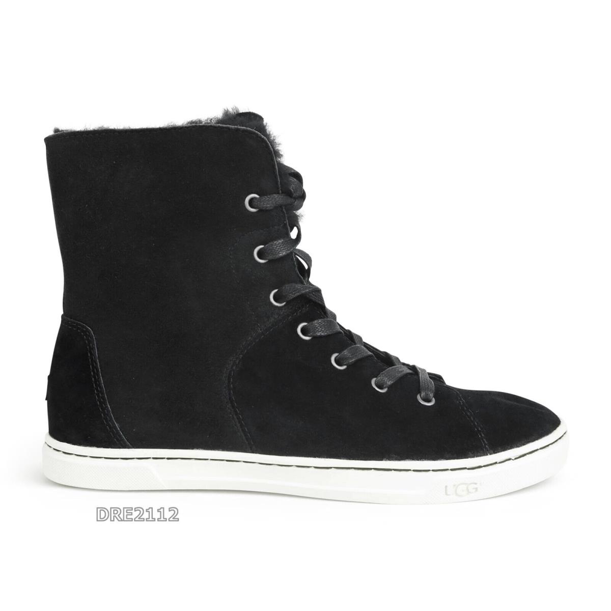 Ugg Croft Black Suede Fur High Top Sneakers Womens Size 7.5