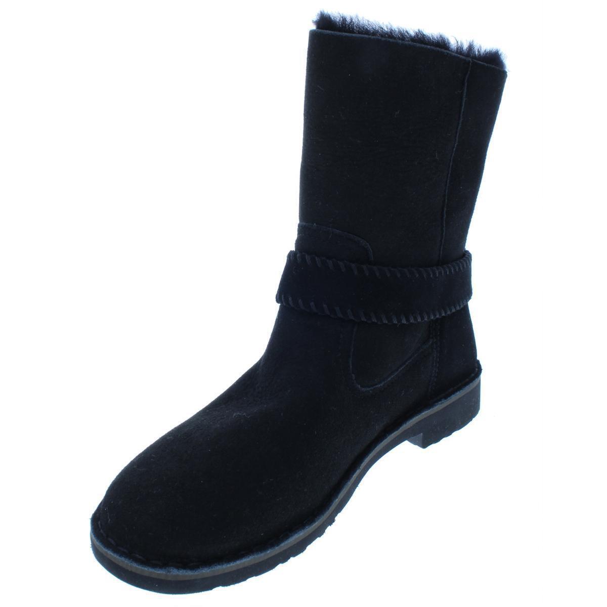 Ugg Womens Cedric Black Suede Belted Casual Boots Shoes 7 Medium B M Bhfo 4374