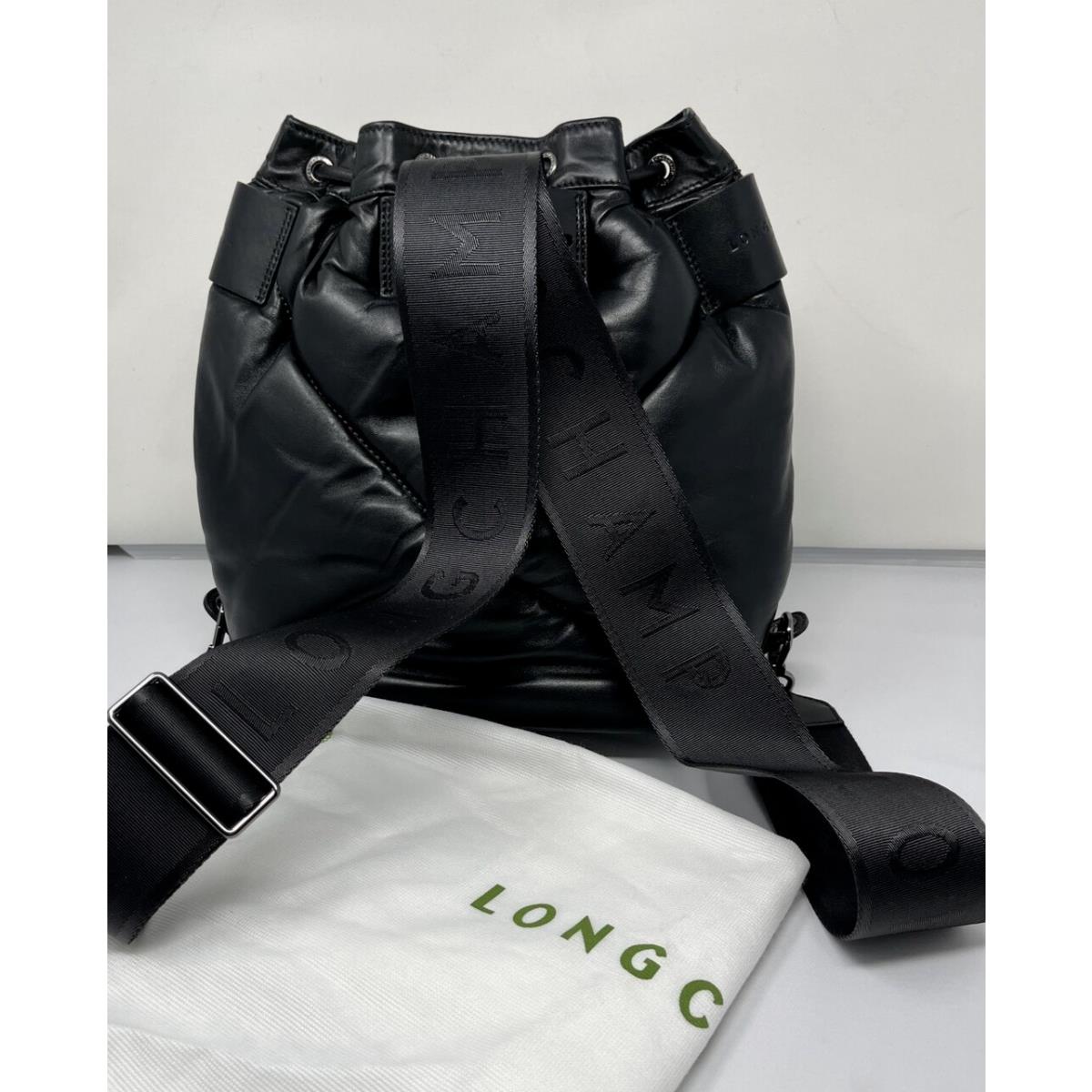 Longchamp Pliage Cuir Lambskin Bucket Backpack - Black Leather - Retail