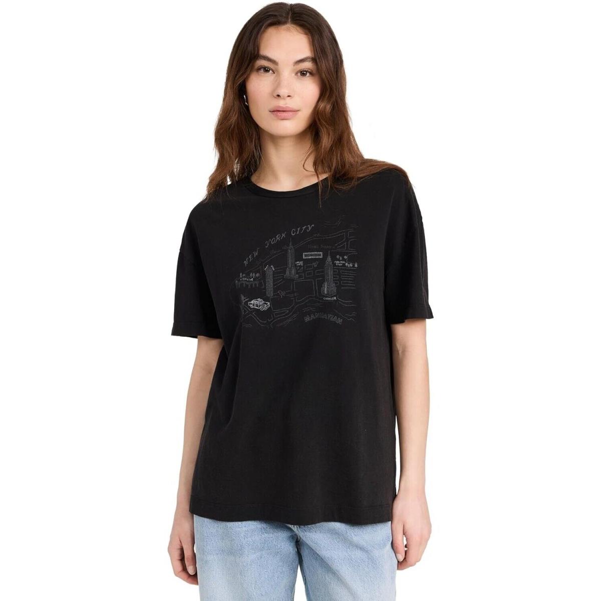 Rag Bone Womens Mica Tee City Black Short Sleeve Crew Neck T-shirt