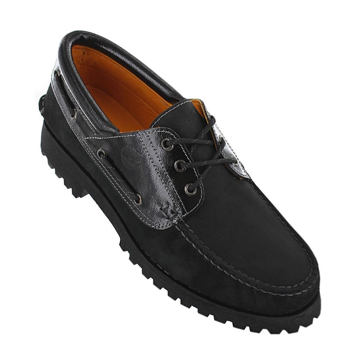 Timberland Authentics 3-Eye Classic Lug Boat Shoes - Men`s Loafers Boot - Black