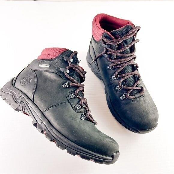 Timberland Boots Women`s 6.5 Black Mt. Maddsen Waterproof Mid Hiking Boot Shoes