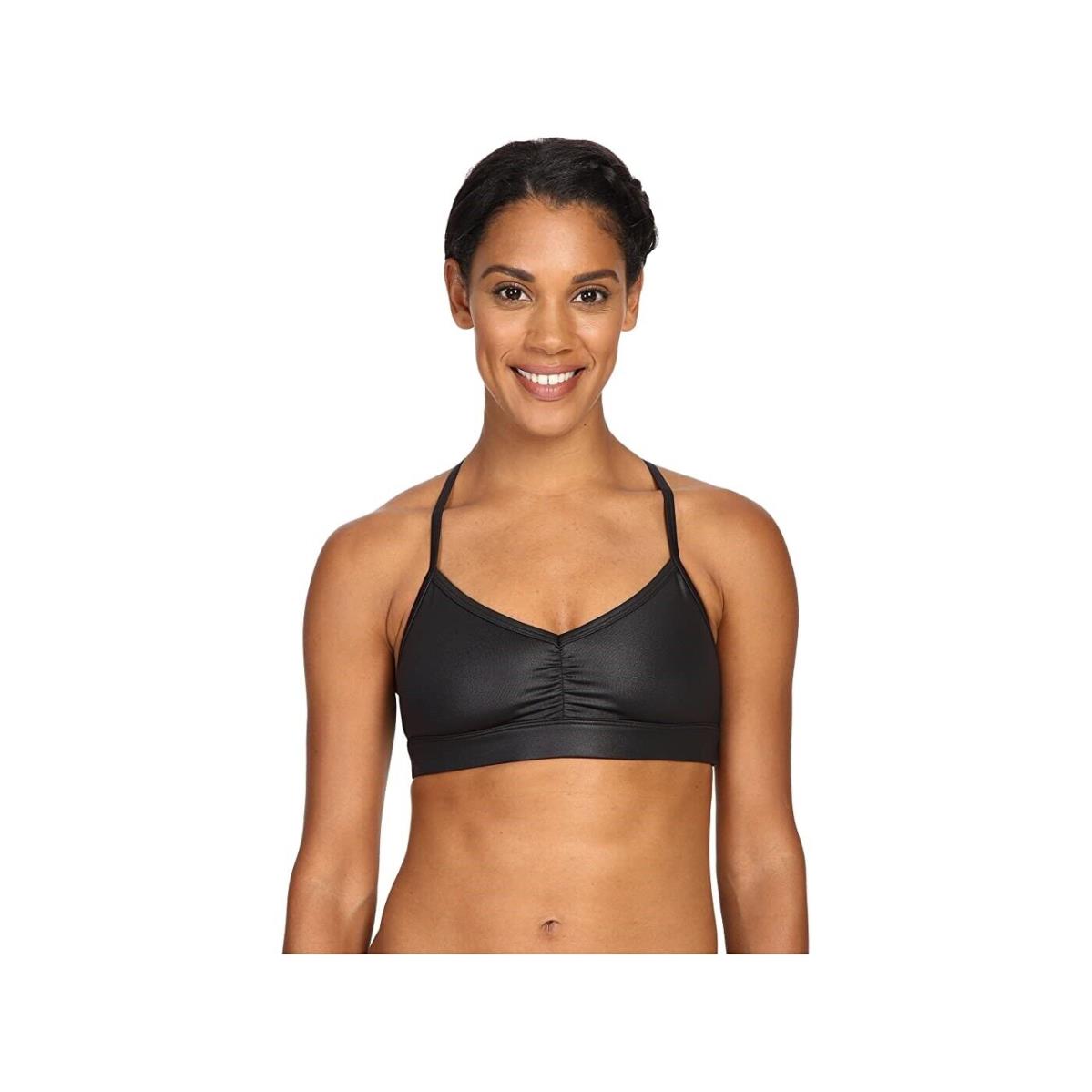 Alo 265905 Women Yoga Sunny Strappy Sports Bra Glossy Black Size X-small