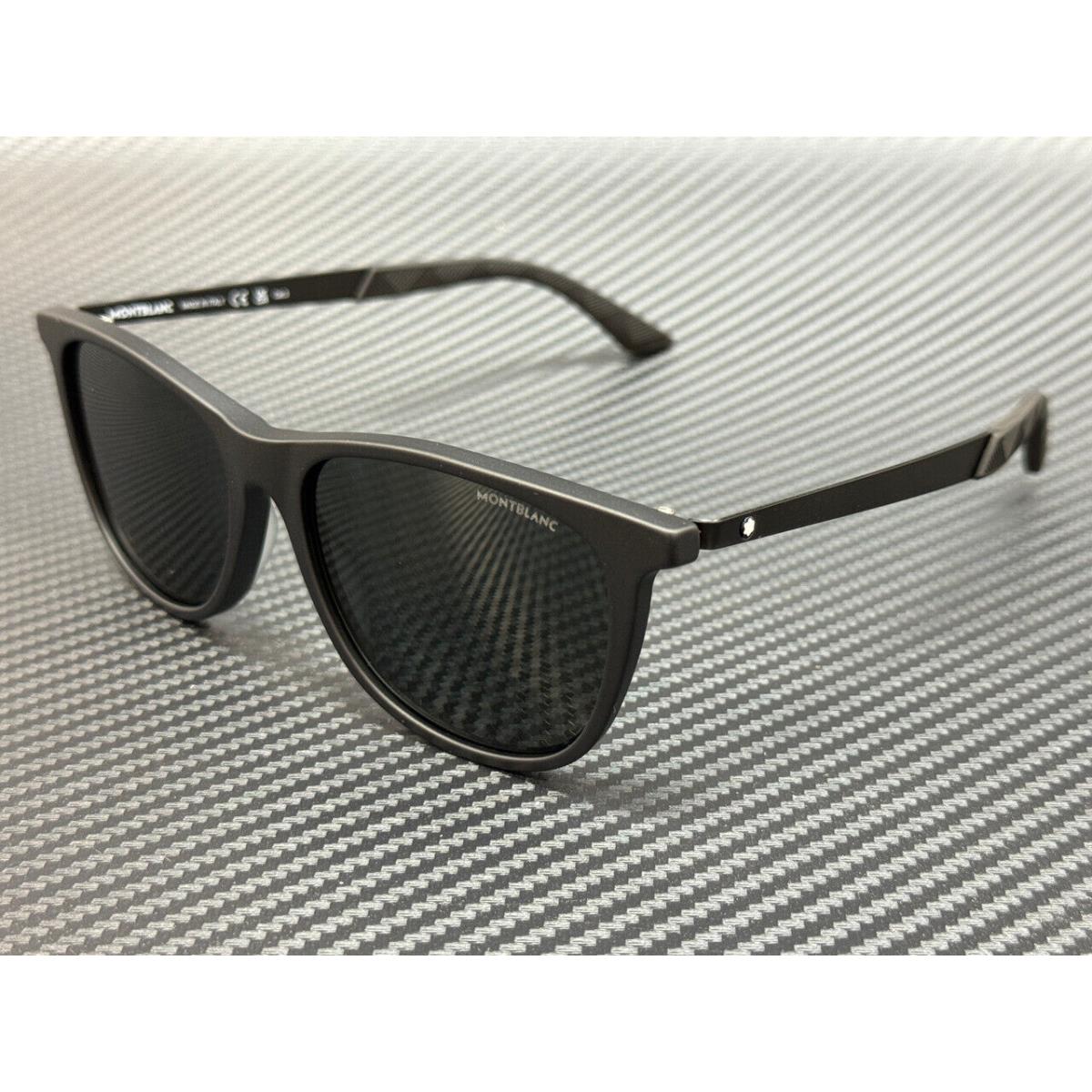 Montblanc Mont Blanc MB0330S 001 Matte Black Grey Men`s 56 mm Sunglasses