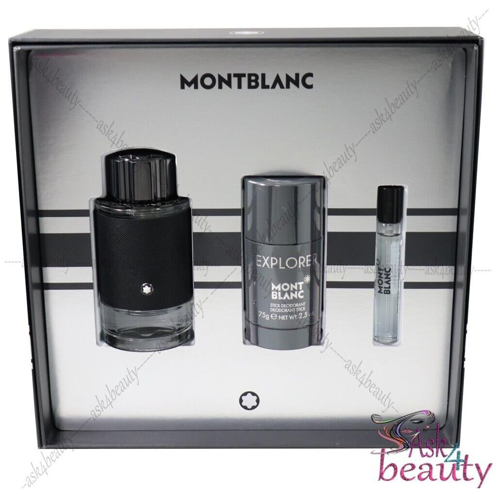 Montblanc Mont Blanc Explorer 3 Pcs Set with 3.4/3.3 oz Edp Spray Men