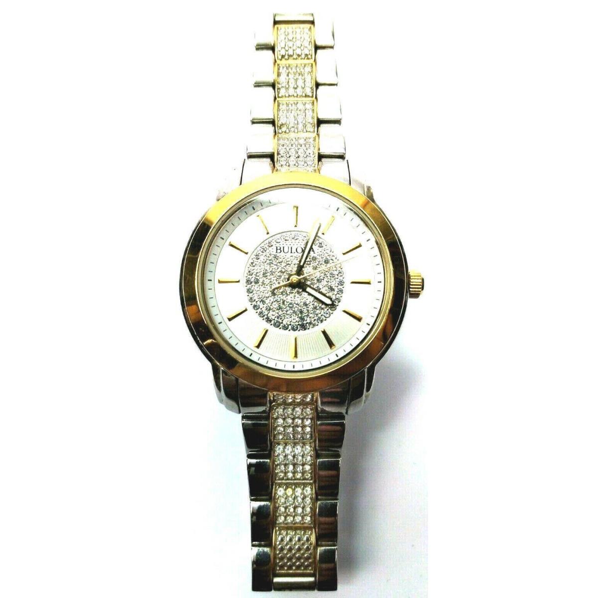 Bulova Women`s Quartz Crystal Accented Two Tone Wrist Watch 98L236