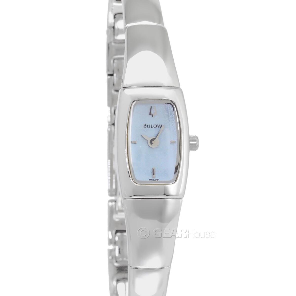 Bulova Womens Petite Half-bangle Watch Blue Dial Silver Stainless Steel Band