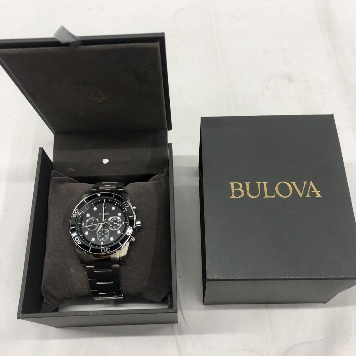 Bulova Men`s Quartz Silver Tone Chronograph Sport Watch 43MM 98A210