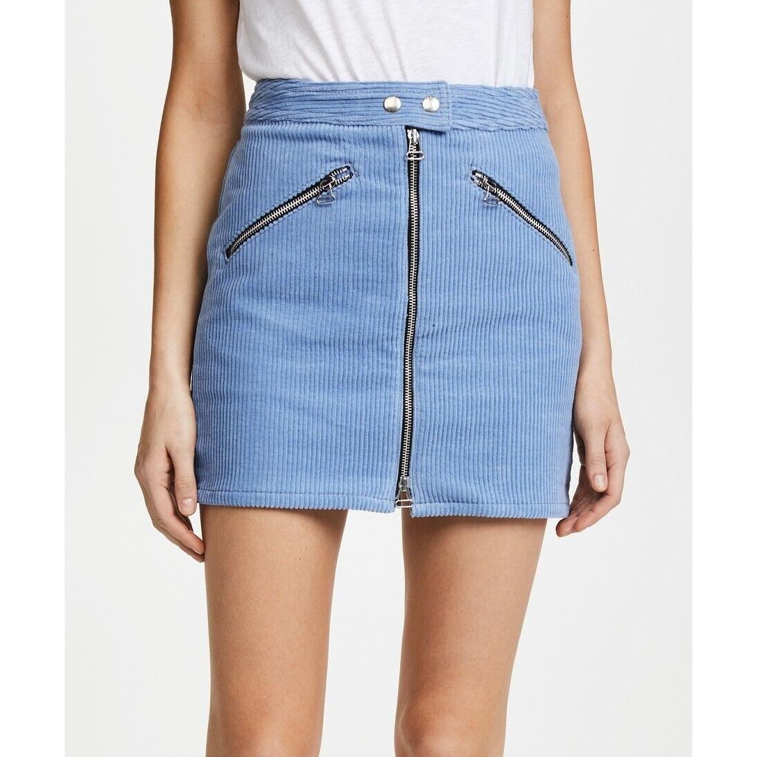 Rag Bone 152260 Women`s Racer Corduroy Miniskirt Blue Sz. 0