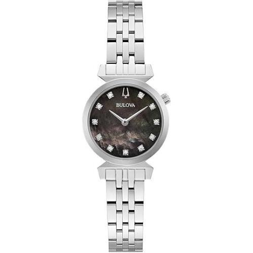 Bulova 96P221 Regatta Black Mother-of-pearl Diamond Dial Women`s Watch