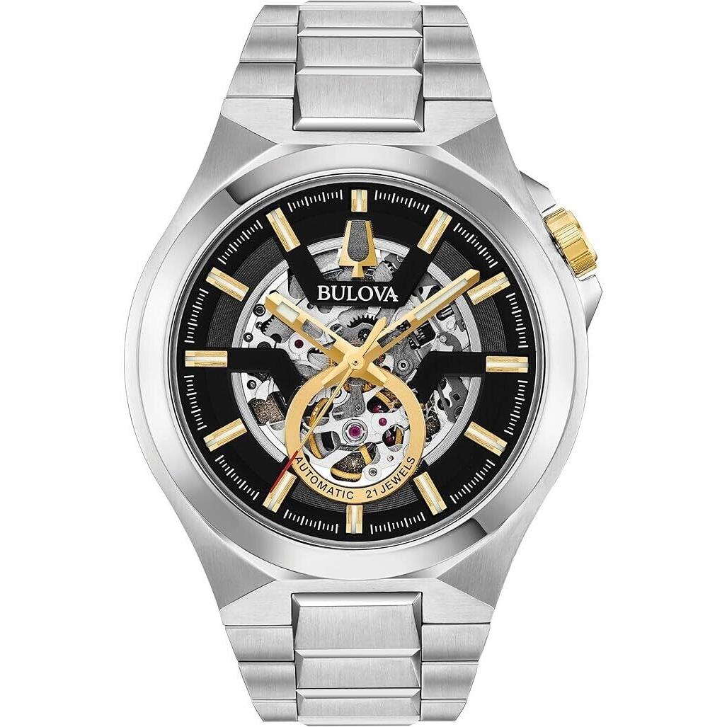 Bulova 98A224 Maquina Automatic 21 Jewels Full Skeleton Men`s Watch