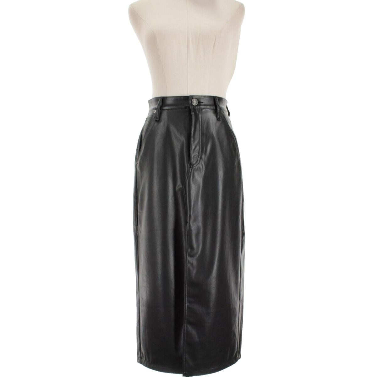 Rag Bone Sid Leather Midi Skirt Size 26 US in Solid Black