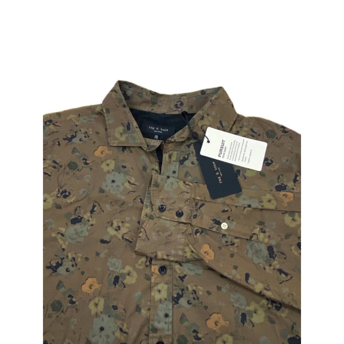 Rag Bone York Army Floral Pursuit Rove Shirt Xxl Men`s Green