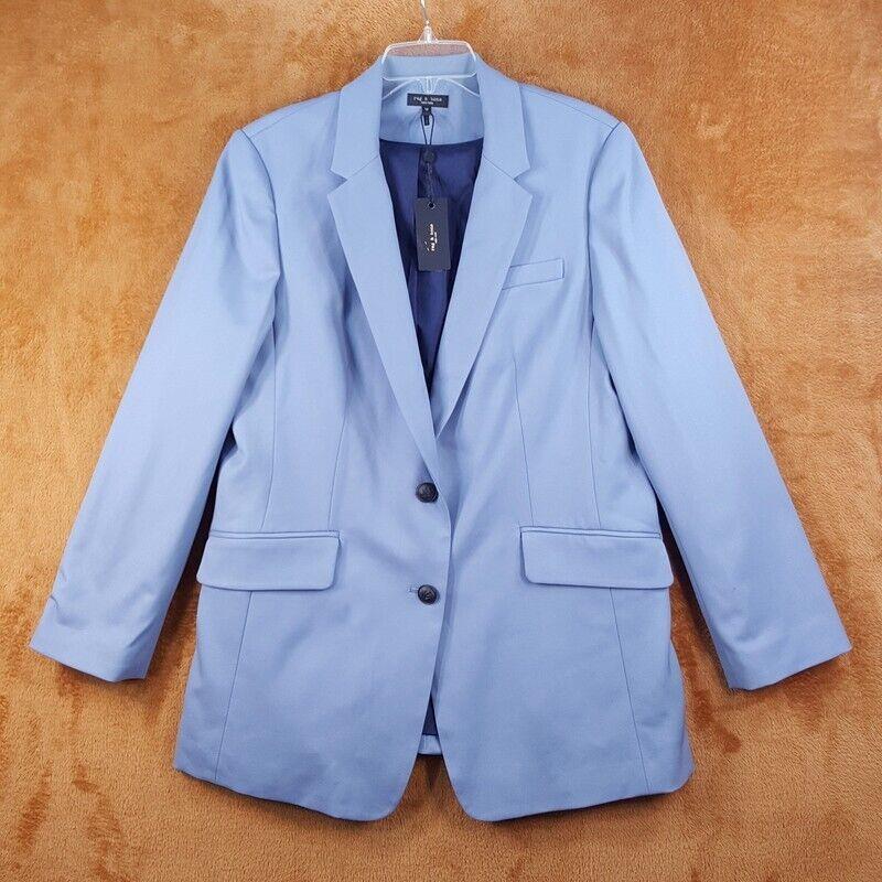 Rag Bone Womens Jacket Size 12 Blue Mid Length Charles Twill Blazer