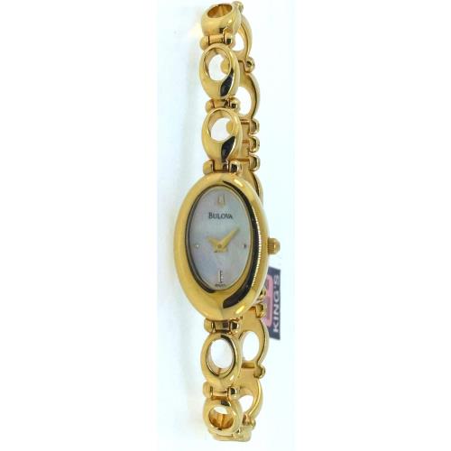 Bulova 97V21 Women`s Oval Gold-tone Mother of Pearl Dial Petite Dress Watch