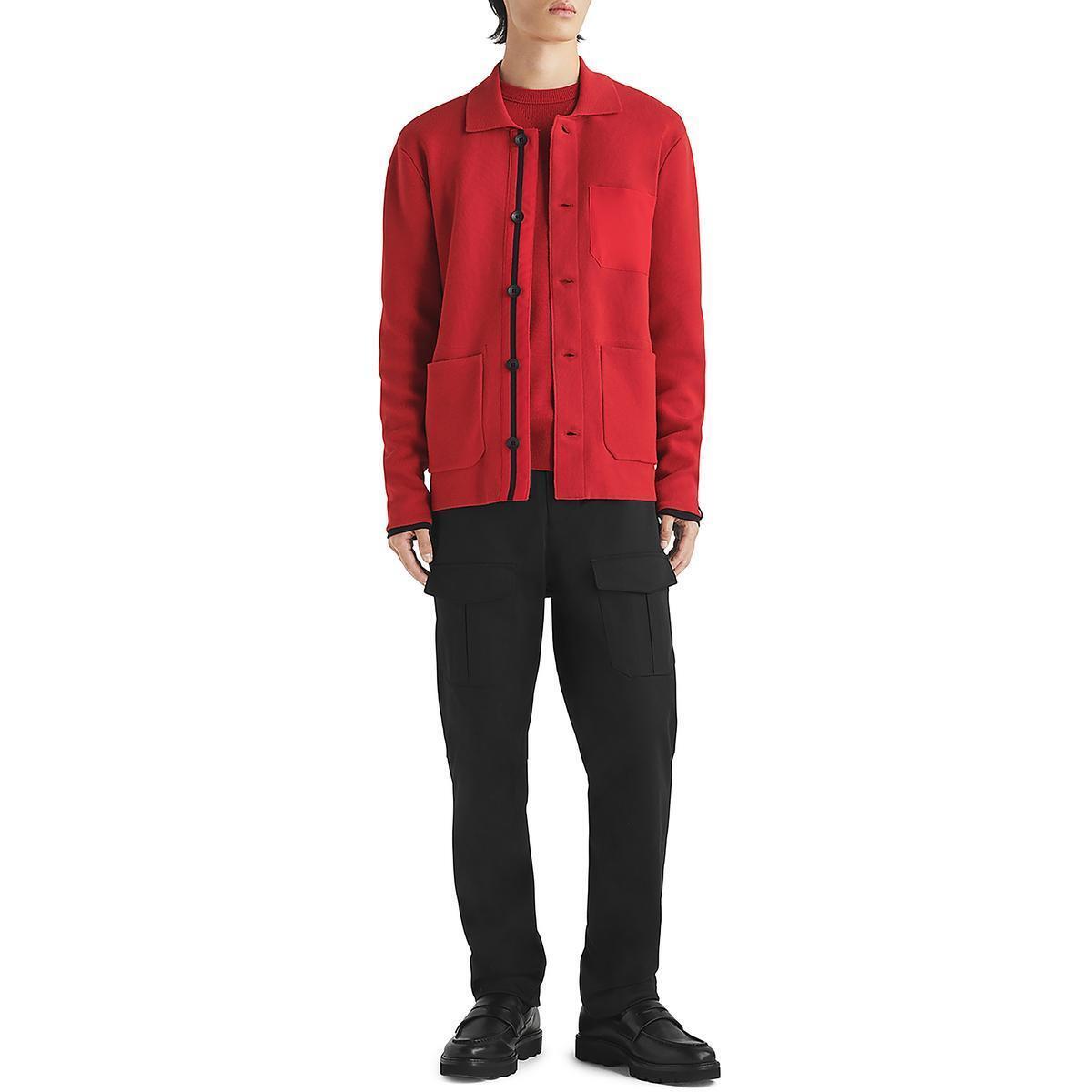 Rag Bone Womens Jayden Chore Red Knit Top Cardigan Sweater Shirt S Bhfo 7536