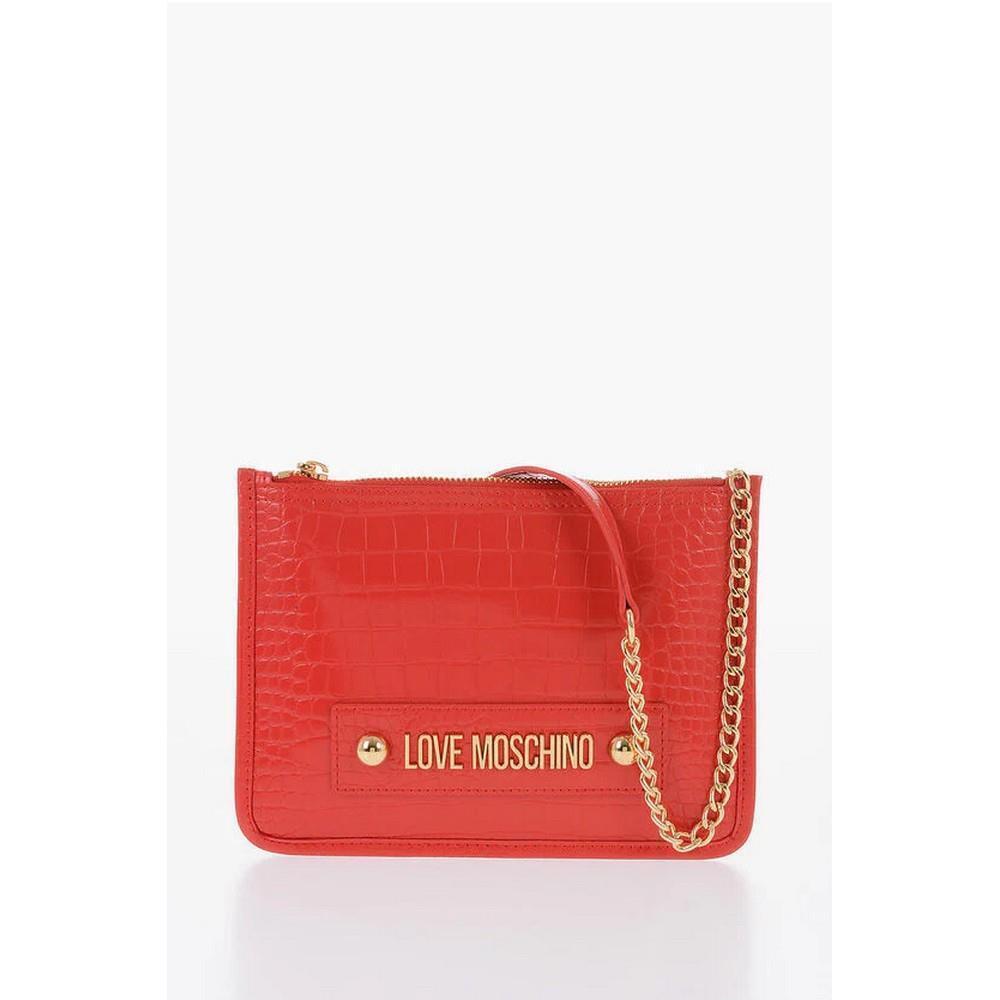 Moschino Women`s Handbag Ladies Bag Borsa Big Logo Croco PU Rosso JC4433PP0FKS0500