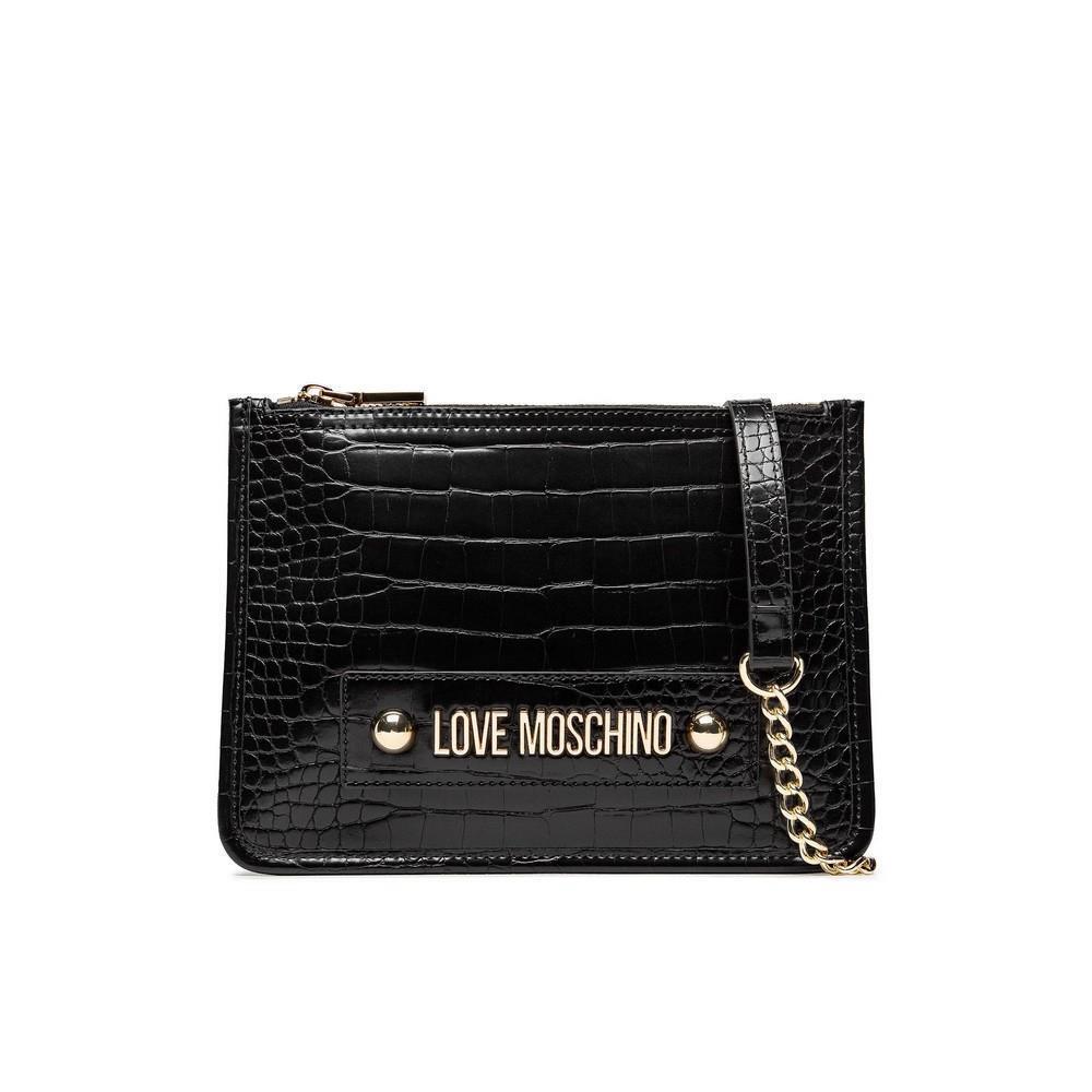 Moschino Women`s Handbag Ladies Bag Borsa Big Logo Croco PU Nero JC4433PP0FKS