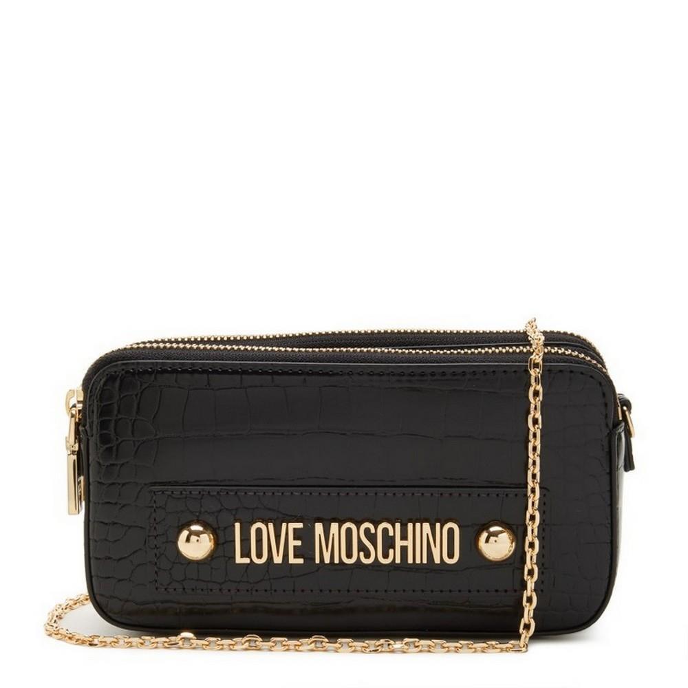 Moschino Women`s Handbag Ladies Bag Portafoglio Big Logo Croco Slg PU Nero JC5707PP0FKS