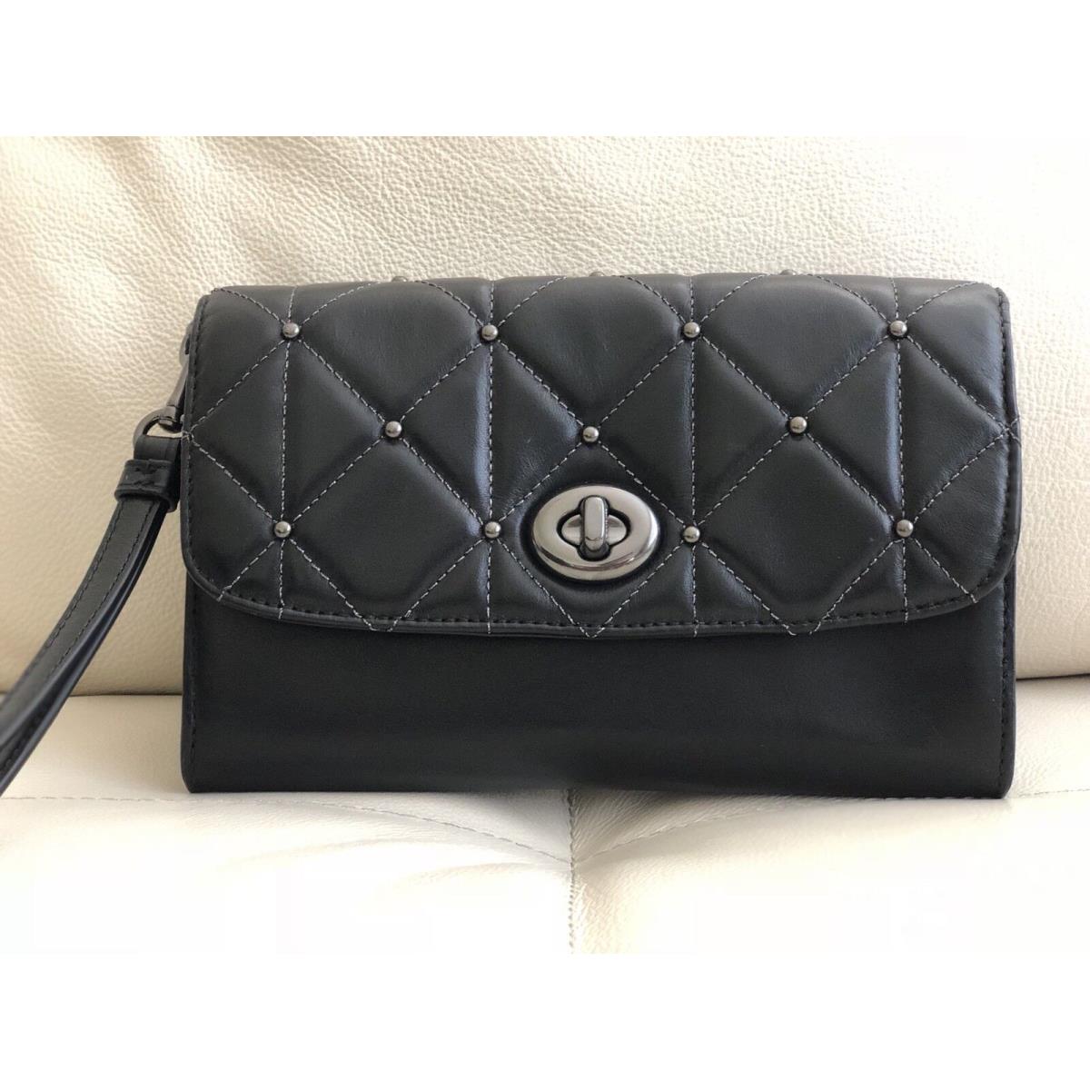 Coach Chain Crossbody with Quilting Black F23816