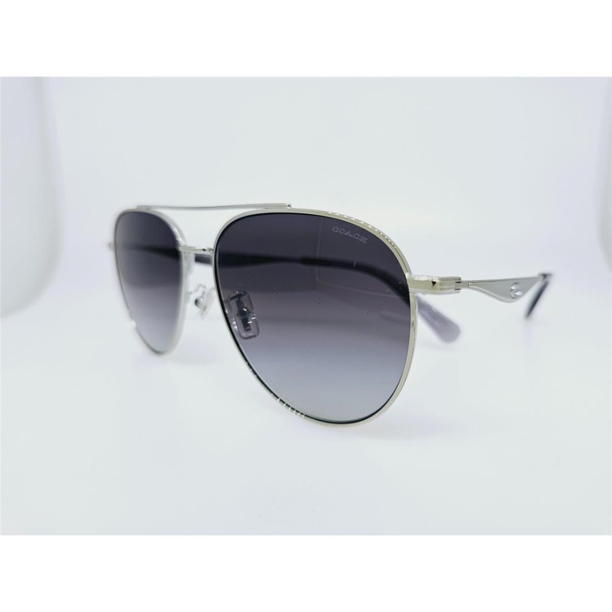 Coach Sunglasses HC7169 90013C 57MM CW193 Shiny Silver Frame W/ Grey Gradient LE