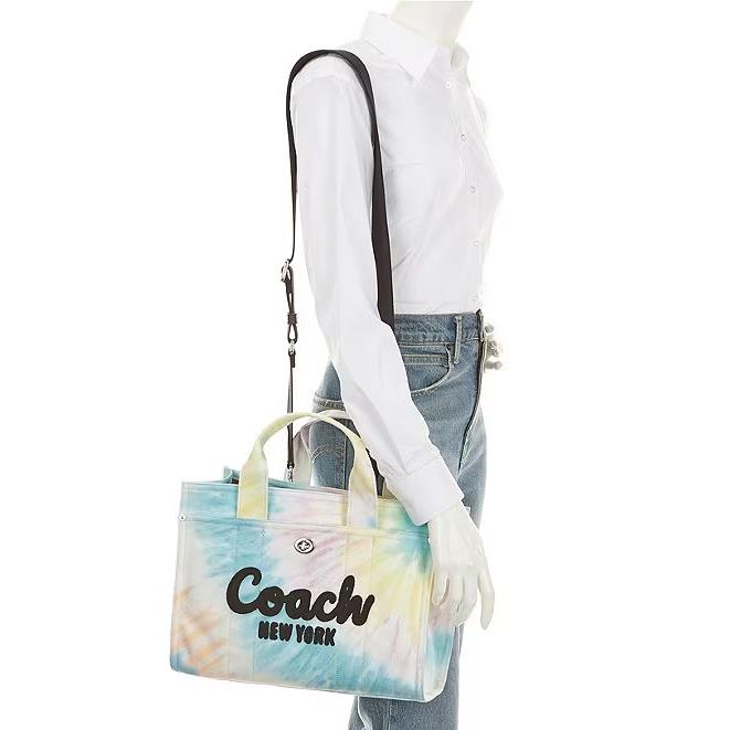 Coach Rainbow Tie Dye Cargo Tote Bag Crossbody Shoulder Strap CU128 Large