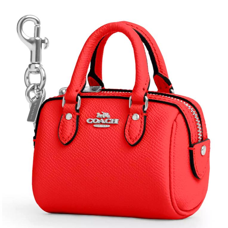 Coach Mini Rowan Satchel Bag Charm - CU279 Miami Red Crossgrain Leather