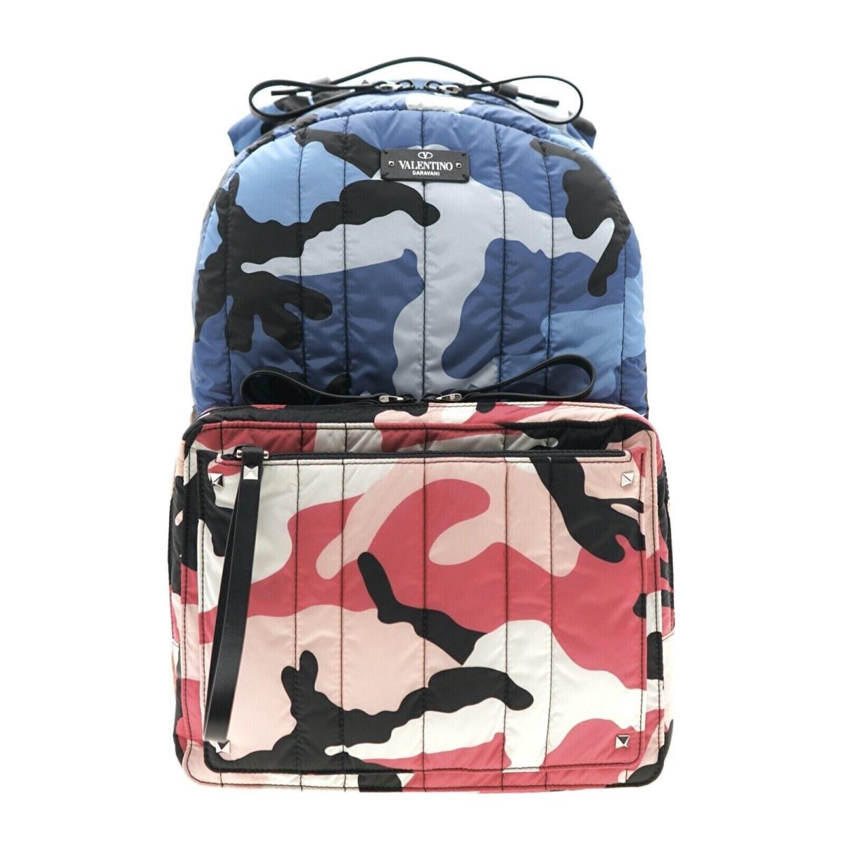 Valentino Garavani Camushuffle Backpack Quilted Nylon Multicolor