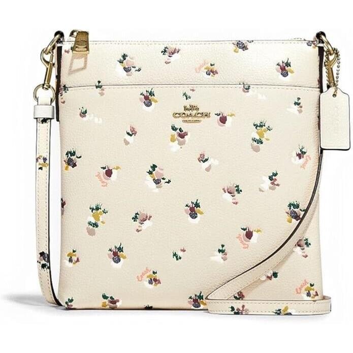 Coach Kitt with Paint Dab Floral Print Leather Messenger Crossbody C5998