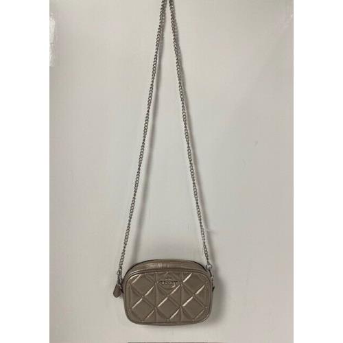 Coach Bag Convertible Belt Crossbody Diamond Quilted Glossy Silver Platinum