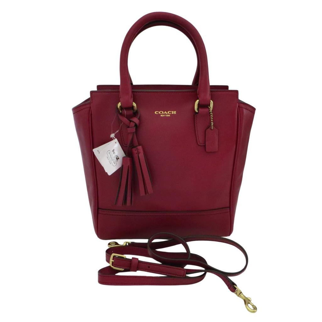 Coach Mini Tanner Leather Crossbody Satchel Purse Deep Port Wine Red