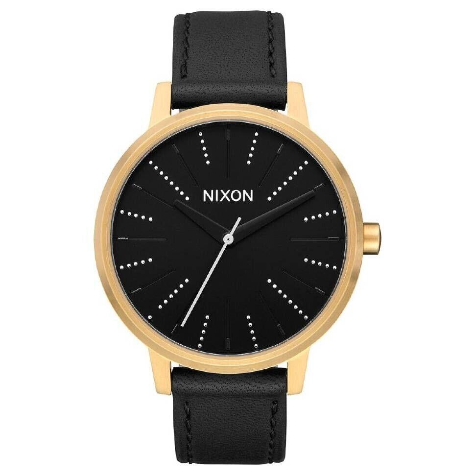 Condition Nixon Kensington Leather Gold/black/silver Womens Watch A1082879 - Black, Gold, Silver