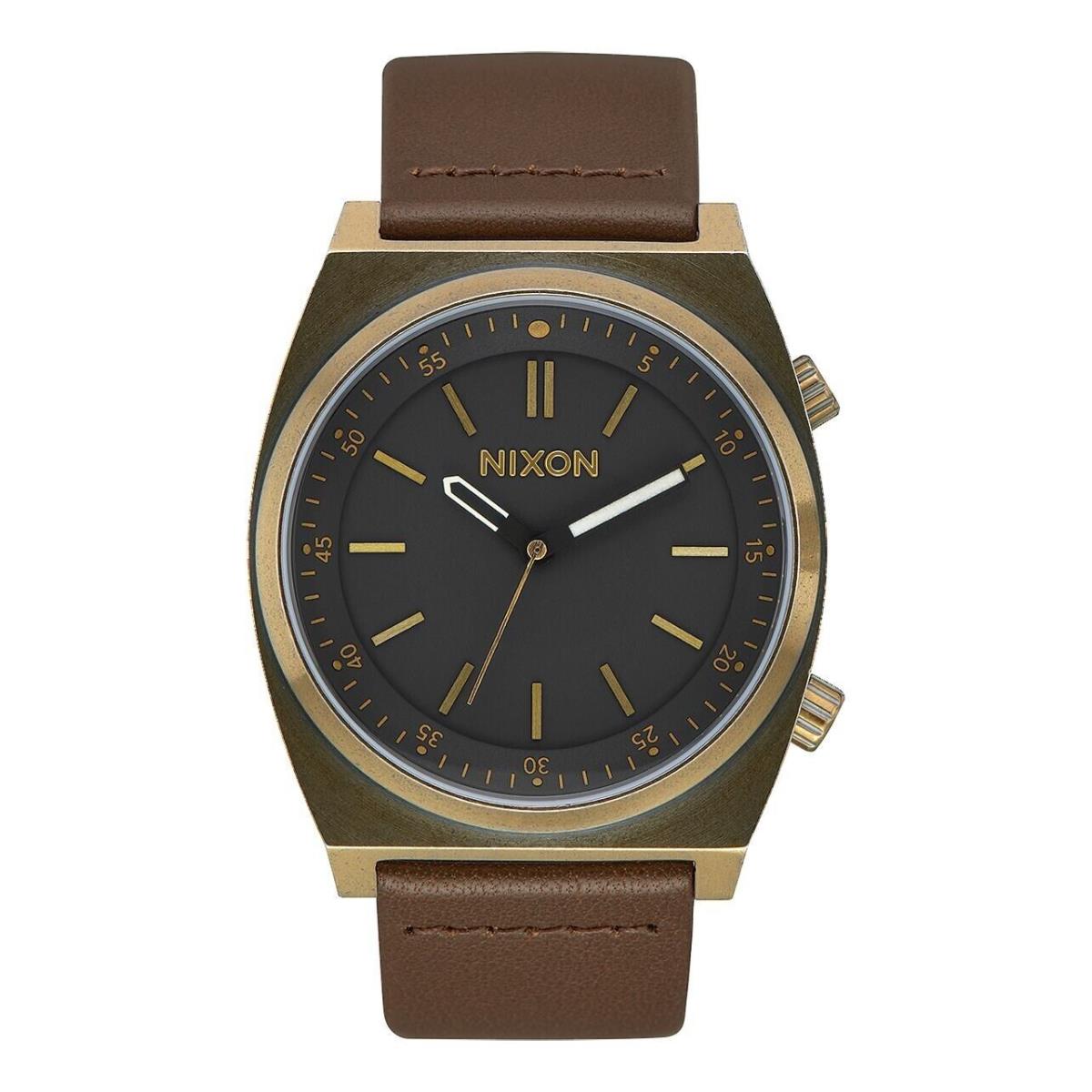 Nixon Brigade Leather Watch - A1178 2539 - Brass/black/taupe