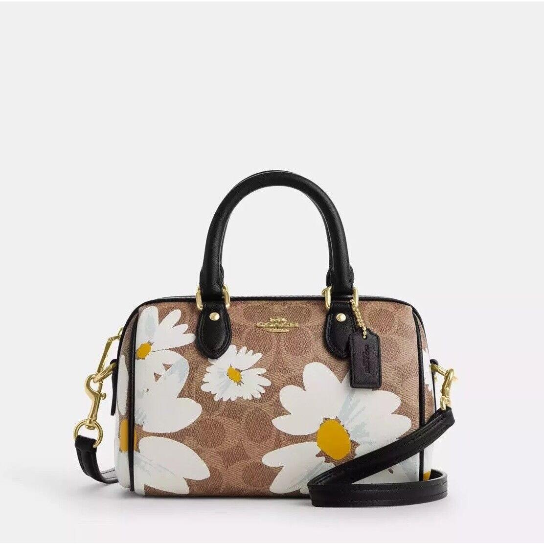 Coach CZ596 Mini Rowan Crossbody Bag In Signature Canvas Leather Floral Print