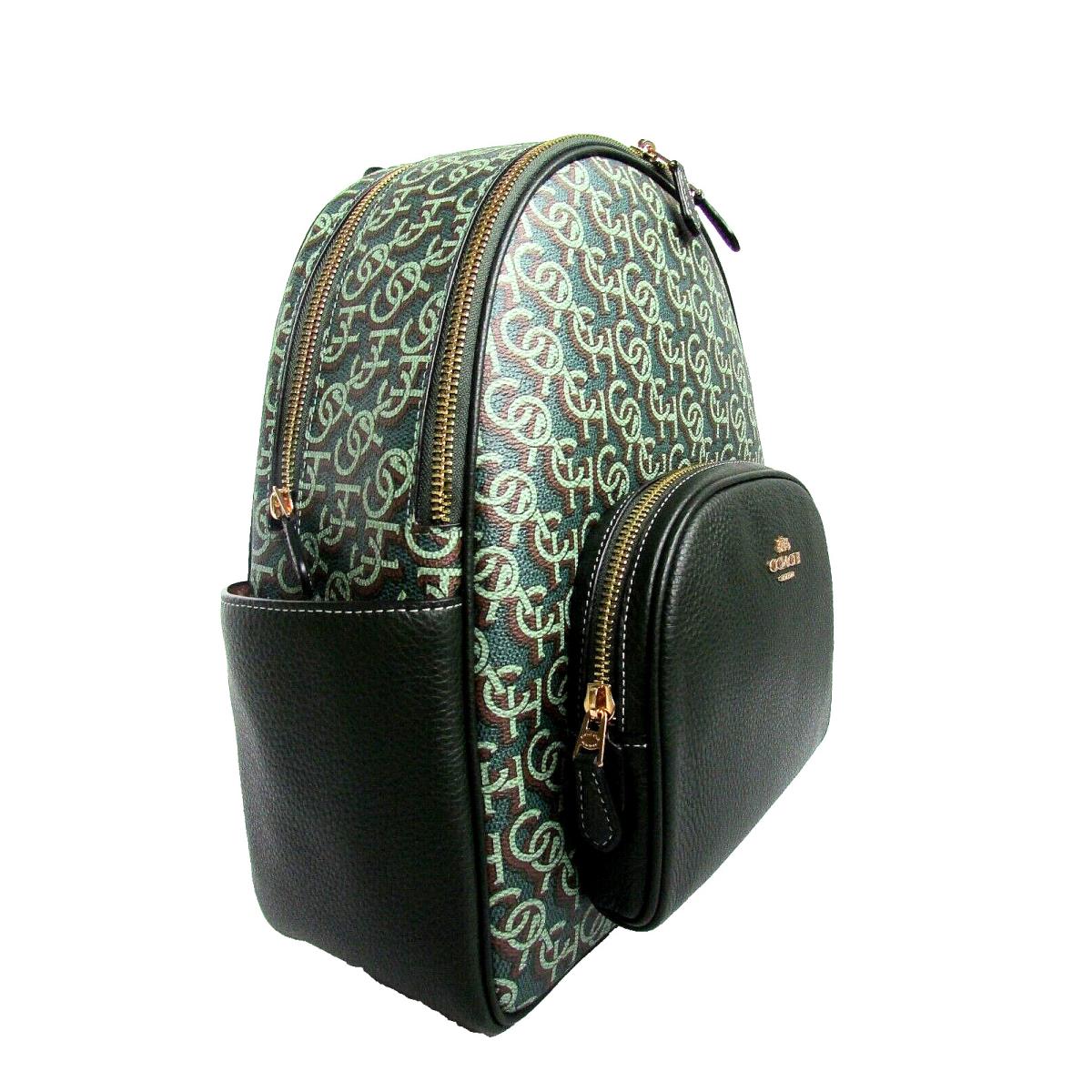 Coach Court Backpack Green Monogram Print Saffiano Leather CF344