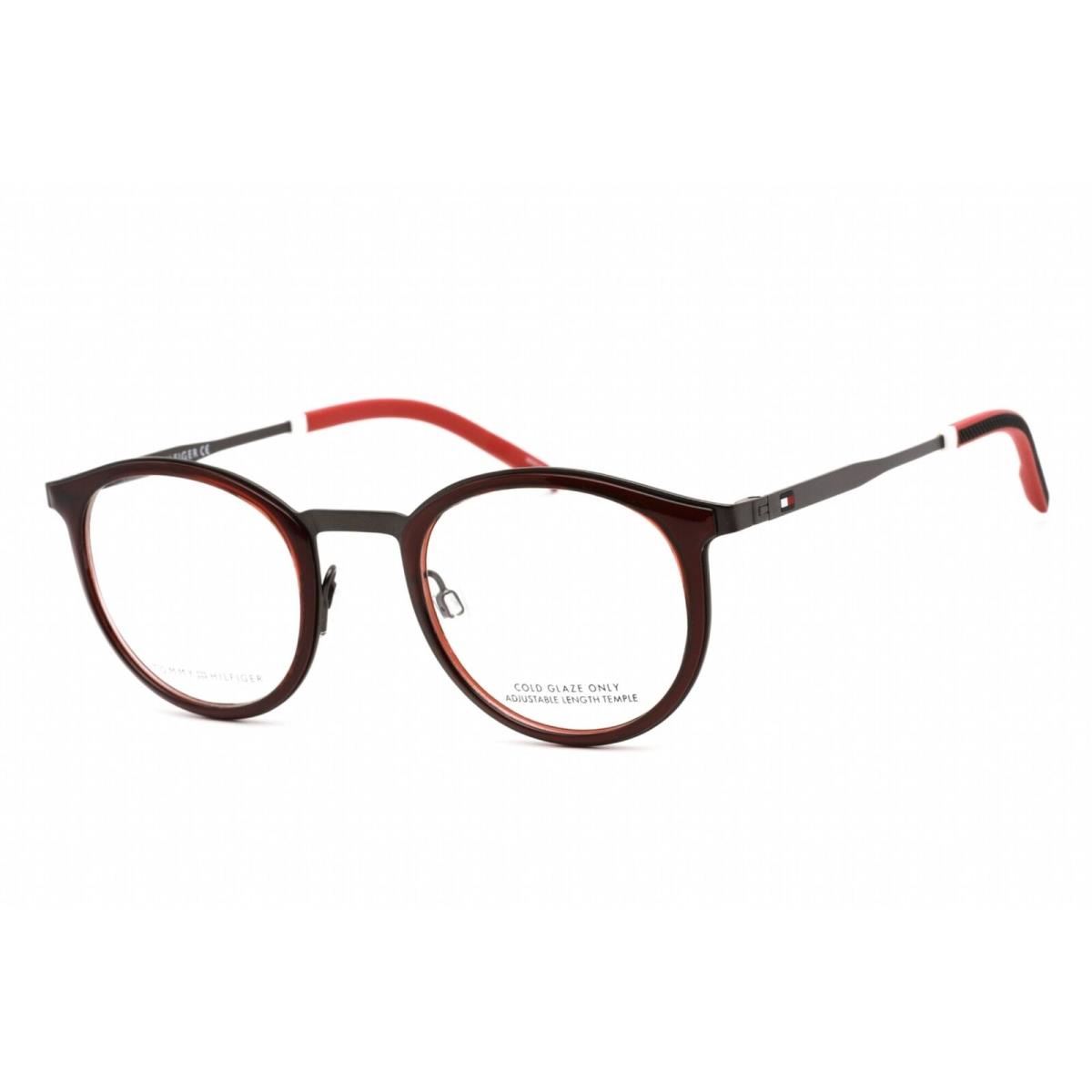 Tommy Hilfiger Men`s Eyeglasses Red Plastic Round Full Rim Frame TH 1845 0C9A 00