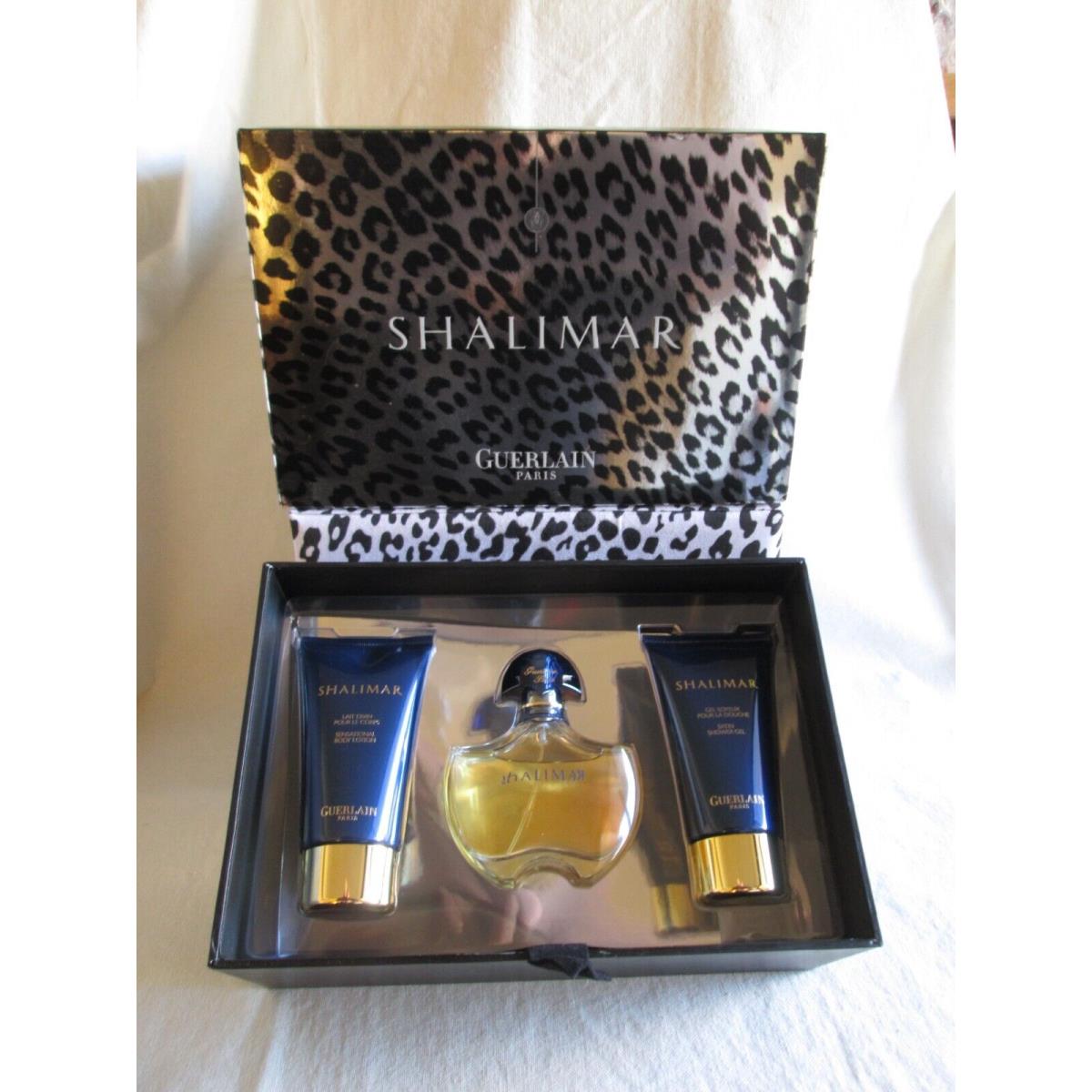 Shalimar Guerlain Vintage Set Eau de Toilette Spray 1.7 oz 50 ml Lotion Gel