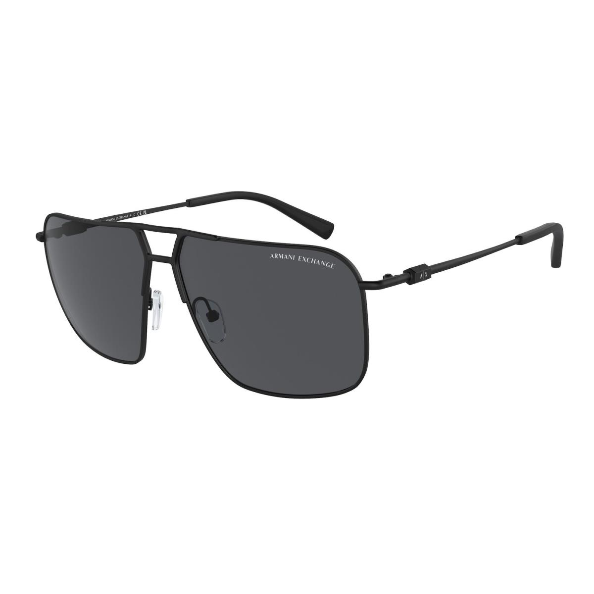 Armani Exchange AX2050S 600087 Matte Black Dark Grey 60 mm Men`s Sunglasses