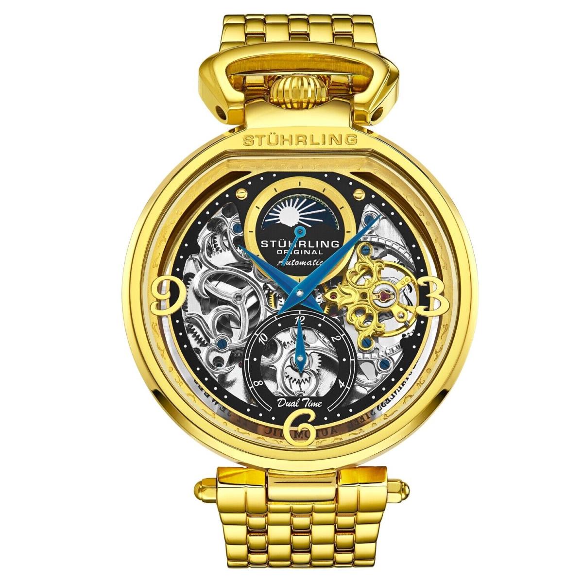 Stuhrling 4032 2 Modena Legacy Automatic Dual Time Skeleton Am/pm Mens Watch