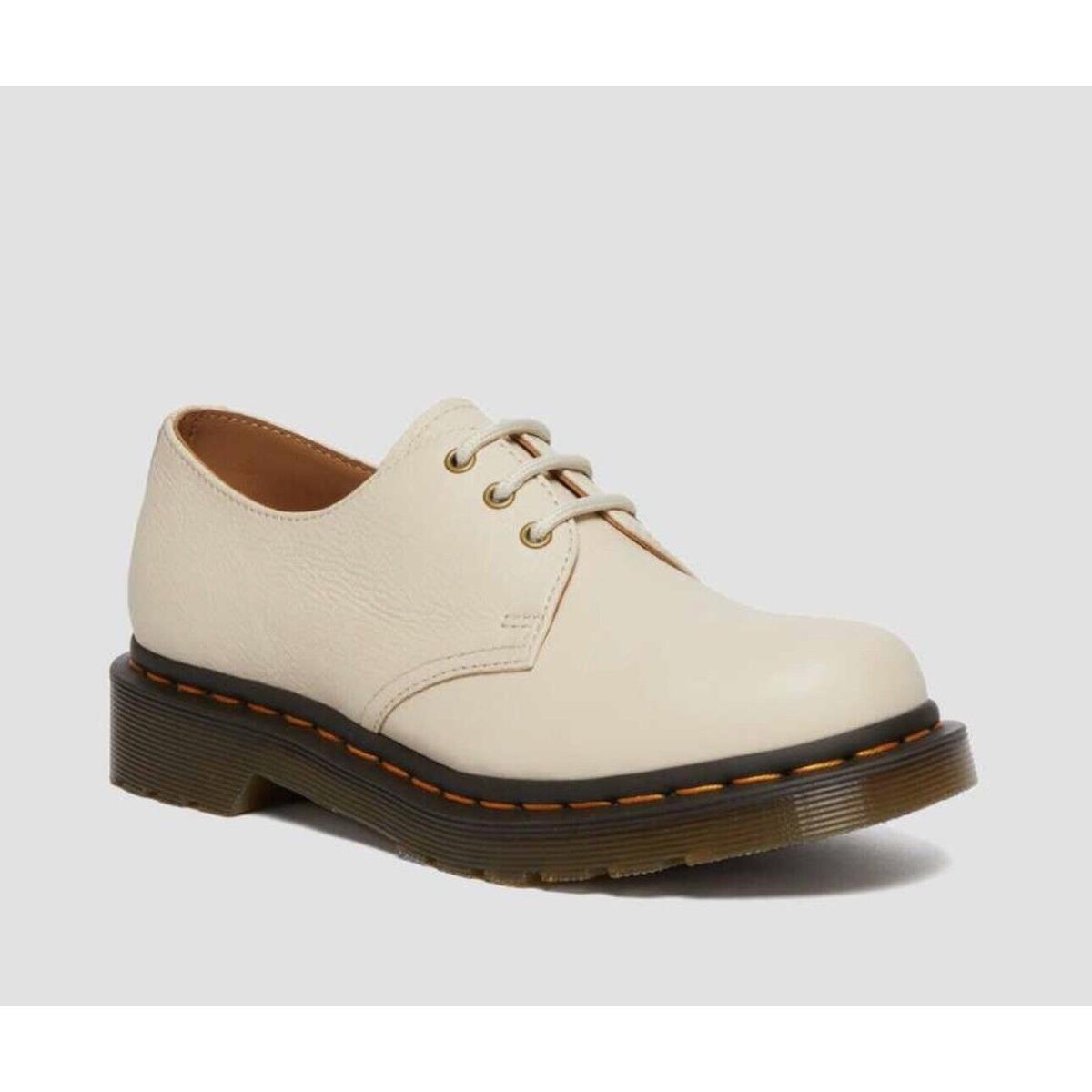 Dr. Martens 1461 Women`s Virginia Leather Oxford Shoes Beige White Size 10